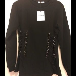 Dollskill M Long Sleeve Lace Up Top